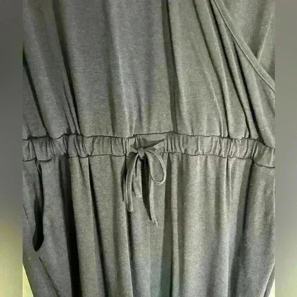 Women's Casual Deep V-Neck Short Sleeve Wrap Drawstring Waist Jumpsuit Romper - Picture 4 of 6